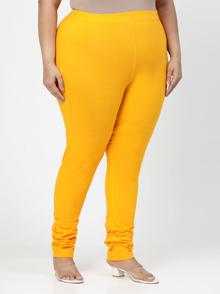 Plus Size Mustard Churidar Leggings