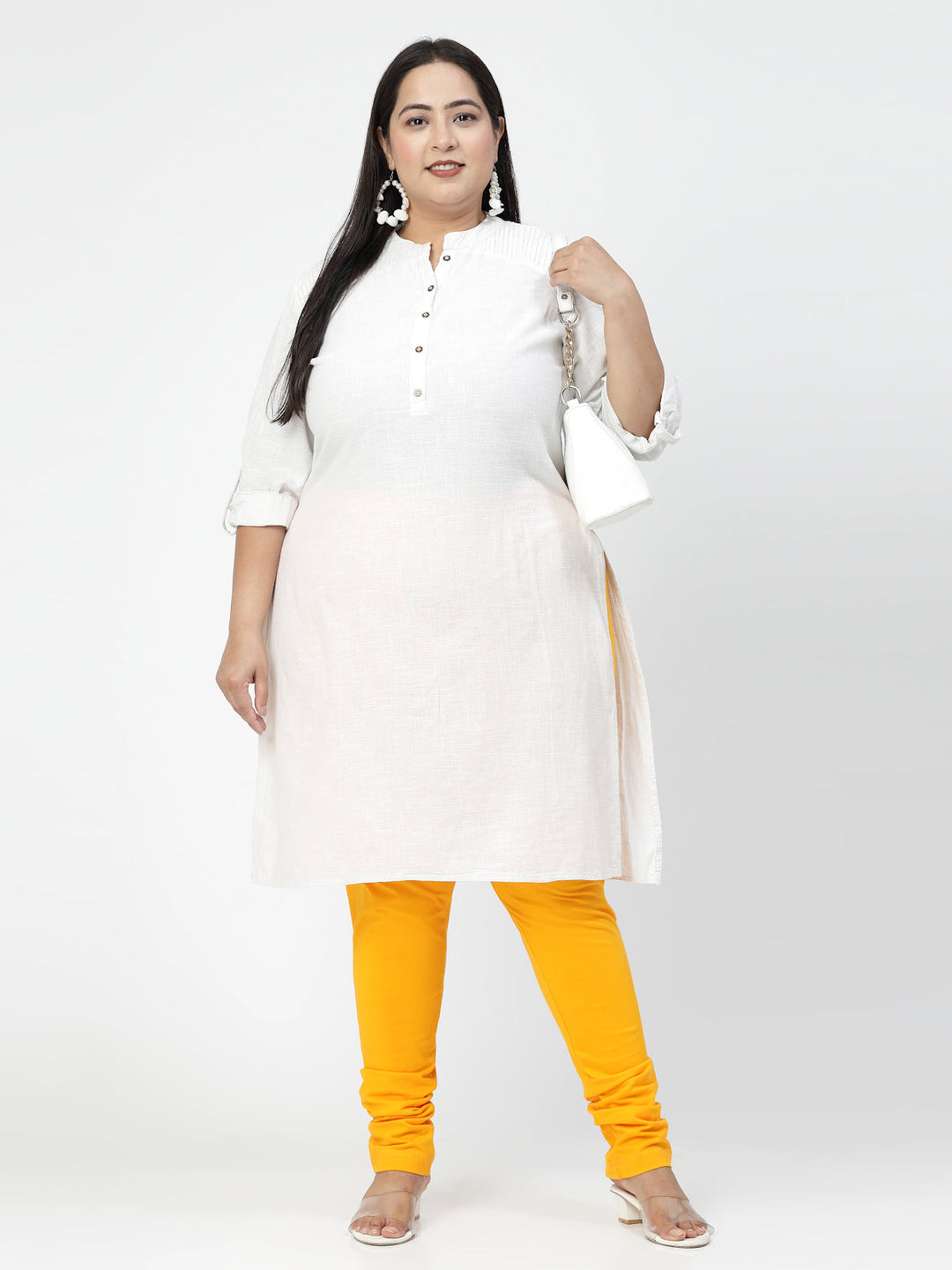 Plus Size Mustard Churidar Leggings