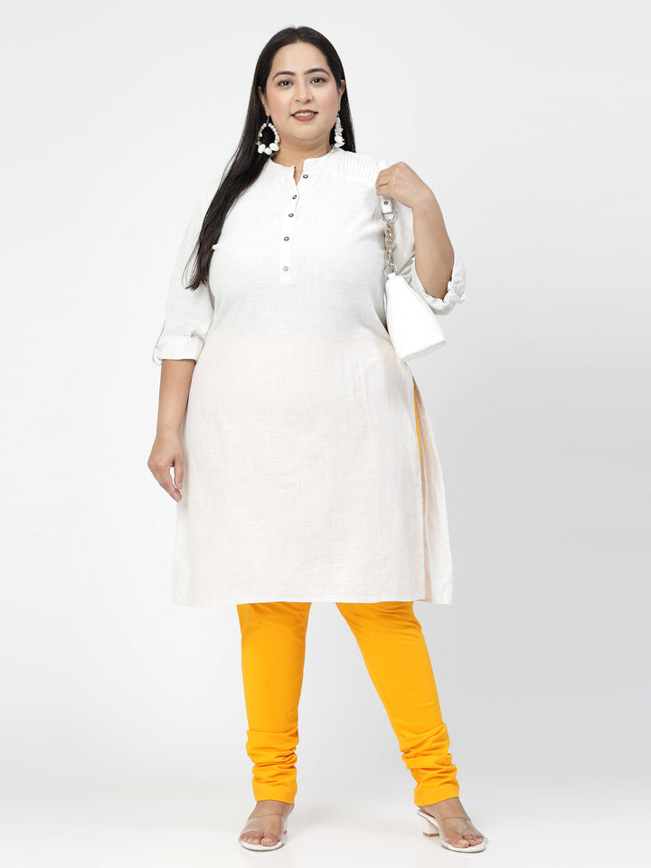 Plus Size Mustard Churidar Leggings