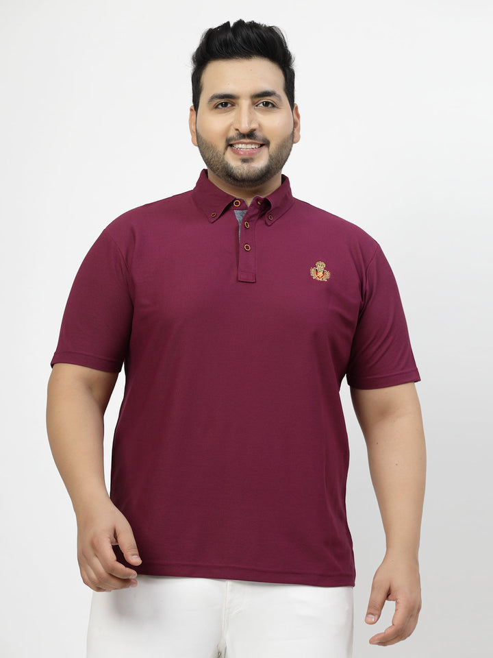 Plus Size Men Solid Cotton Mandarin Collar Oversize T-shirt