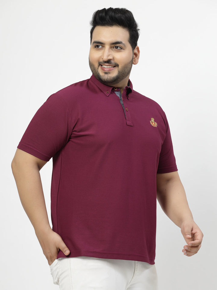 Plus Size Men Solid Cotton Mandarin Collar Oversize T-shirt