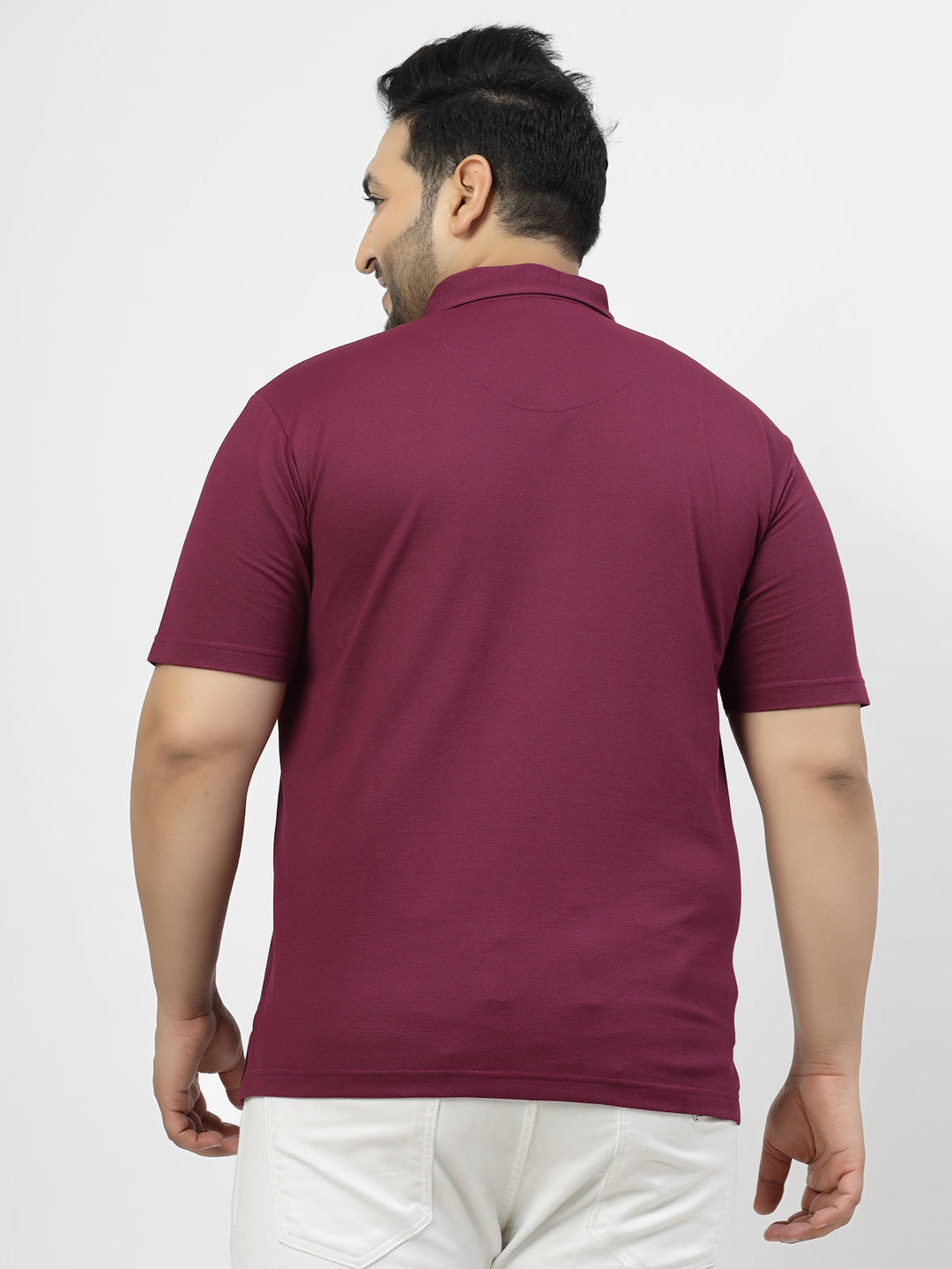 Plus Size Men Solid Cotton Mandarin Collar Oversize T-shirt