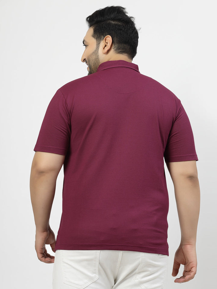 Plus Size Men Solid Cotton Mandarin Collar Oversize T-shirt