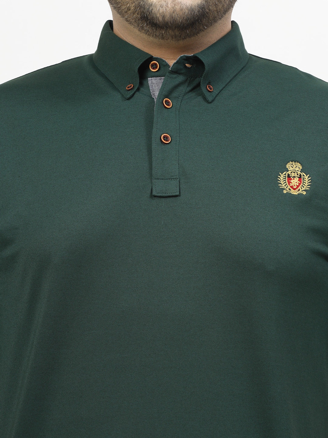 Plus Size Men Polo Collar Applique T-shirt