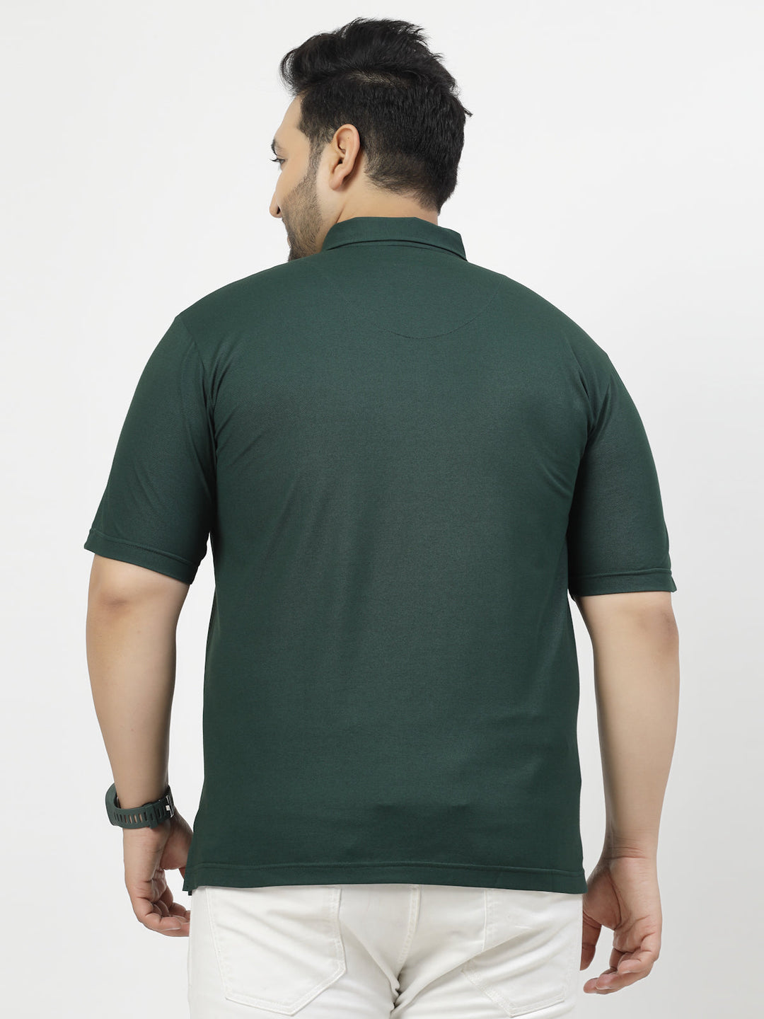 Plus Size Men Polo Collar Applique T-shirt