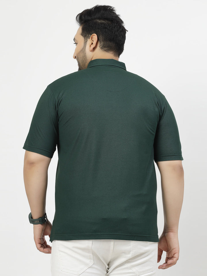 Plus Size Men Polo Collar Applique T-shirt