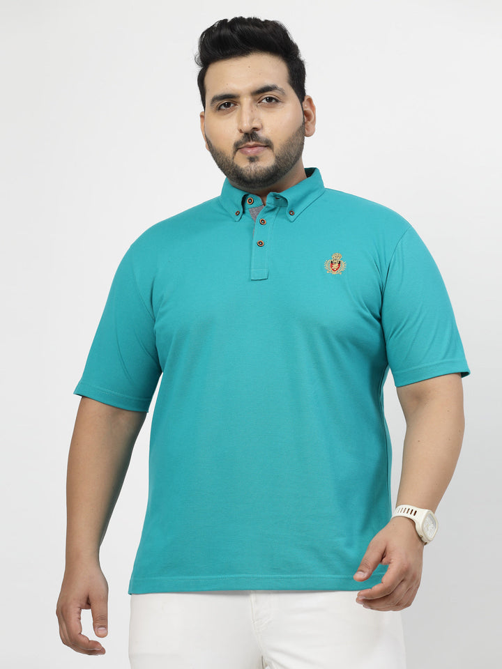 Plus Size Men Solid Cotton Mandarin Collar T-shirt
