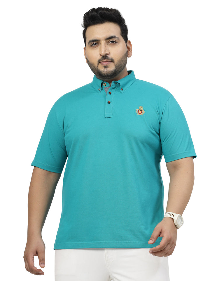 Plus Size Men Solid Cotton Mandarin Collar T-shirt