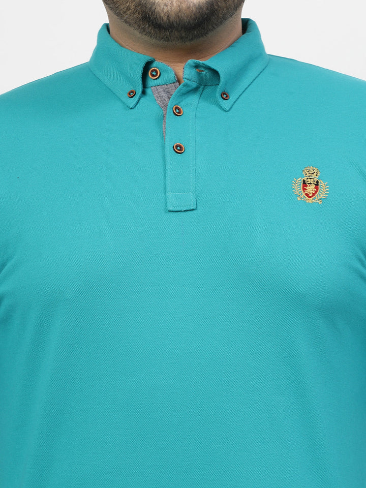 Plus Size Men Solid Cotton Mandarin Collar T-shirt