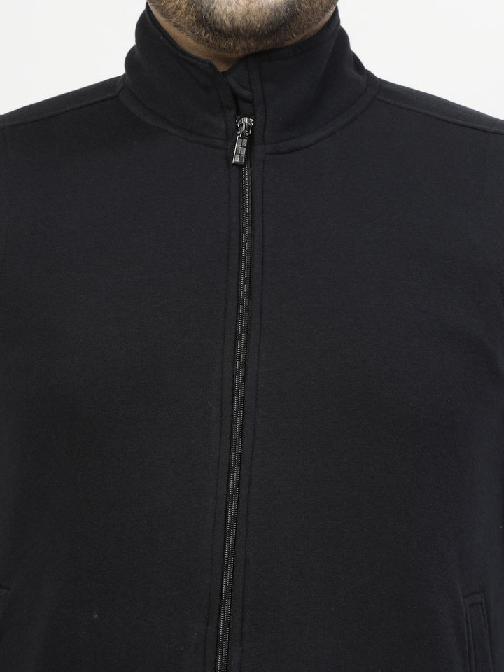 Plus Size Men Geometric Striped Fleece Longline Tailored Jacket