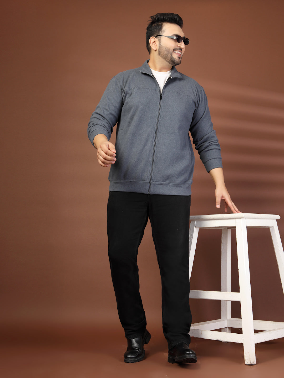 Plus Size Men's Lightweight Jacket Full Zip Stand Collar Baseball Jacket