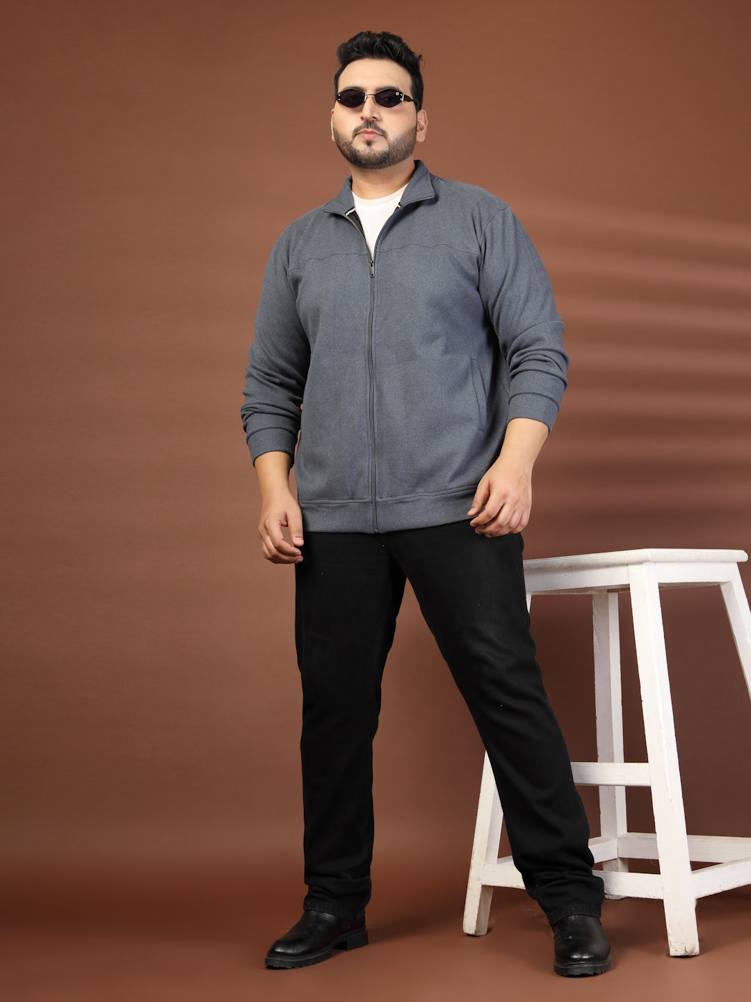 Plus Size Men's Lightweight Jacket Full Zip Stand Collar Baseball Jacket