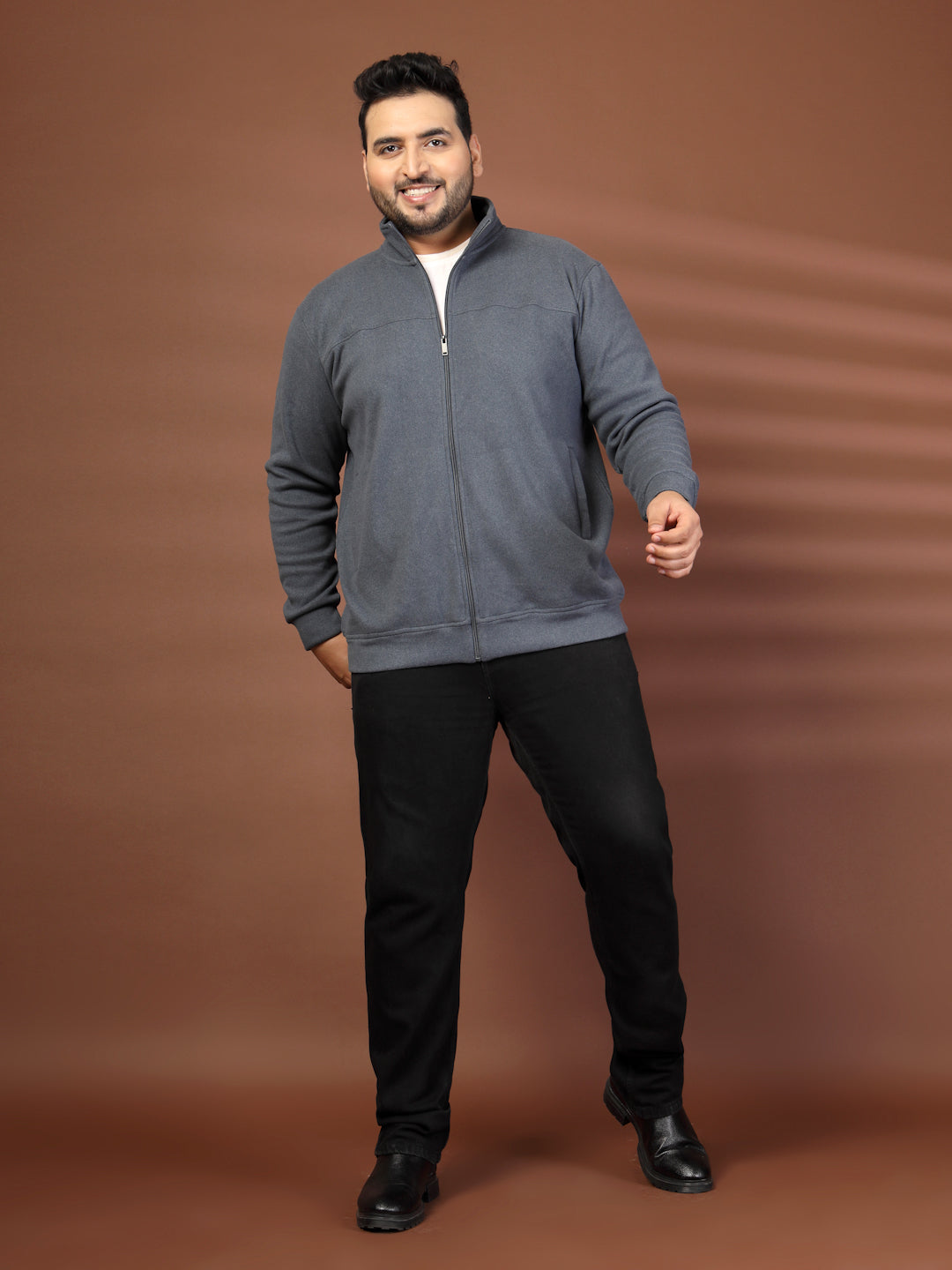 Plus Size Men's Lightweight Jacket Full Zip Stand Collar Baseball Jacket