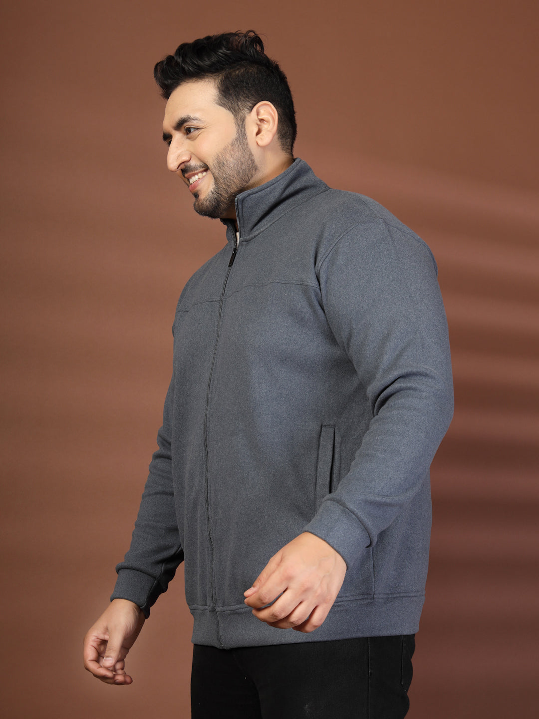 Plus Size Men's Lightweight Jacket Full Zip Stand Collar Baseball Jacket