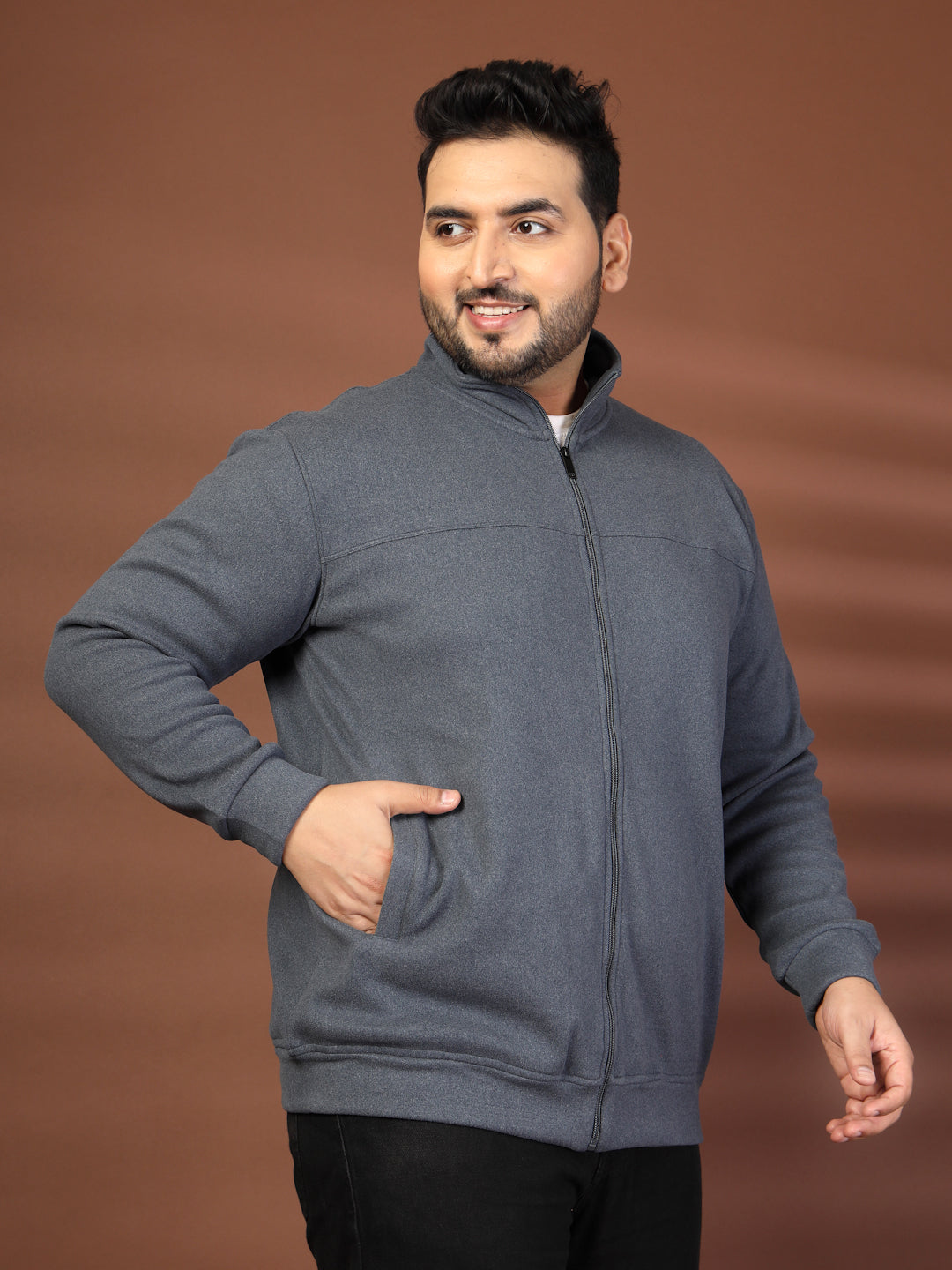 Plus Size Men's Lightweight Jacket Full Zip Stand Collar Baseball Jacket