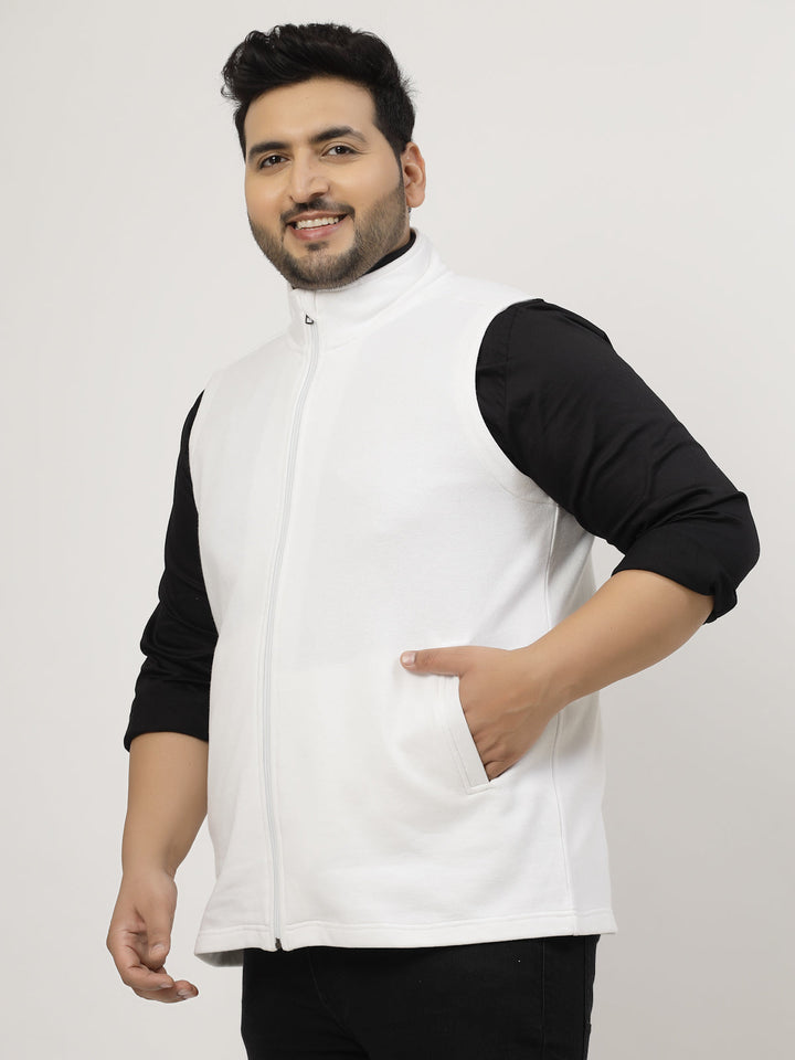Plus Size Men Checked Fleece Longline Tailored Jacket