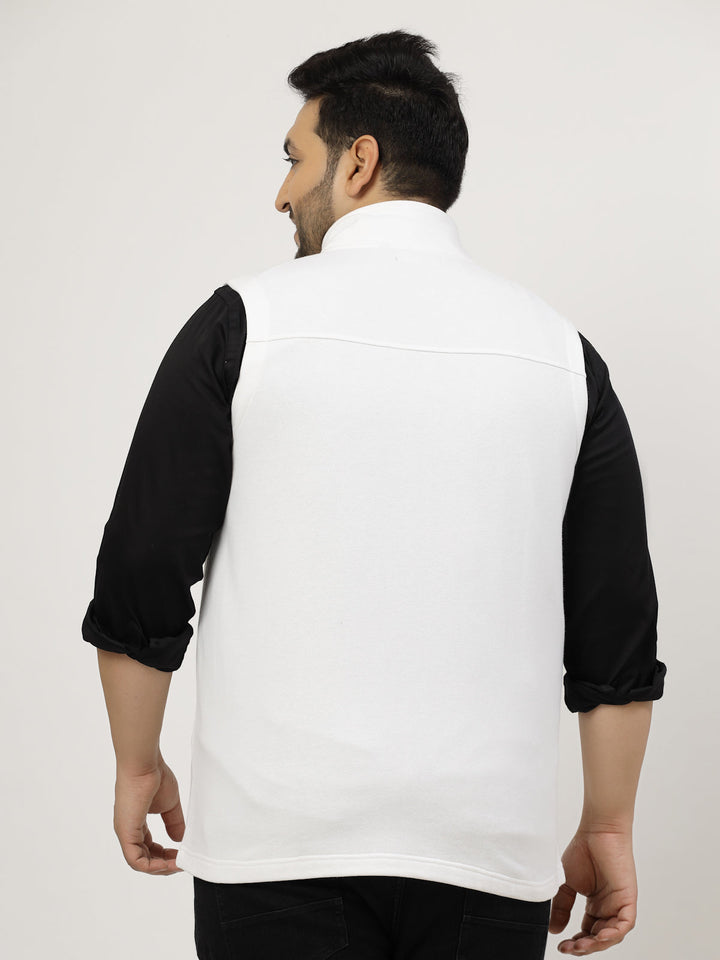 Plus Size Men Checked Fleece Longline Tailored Jacket