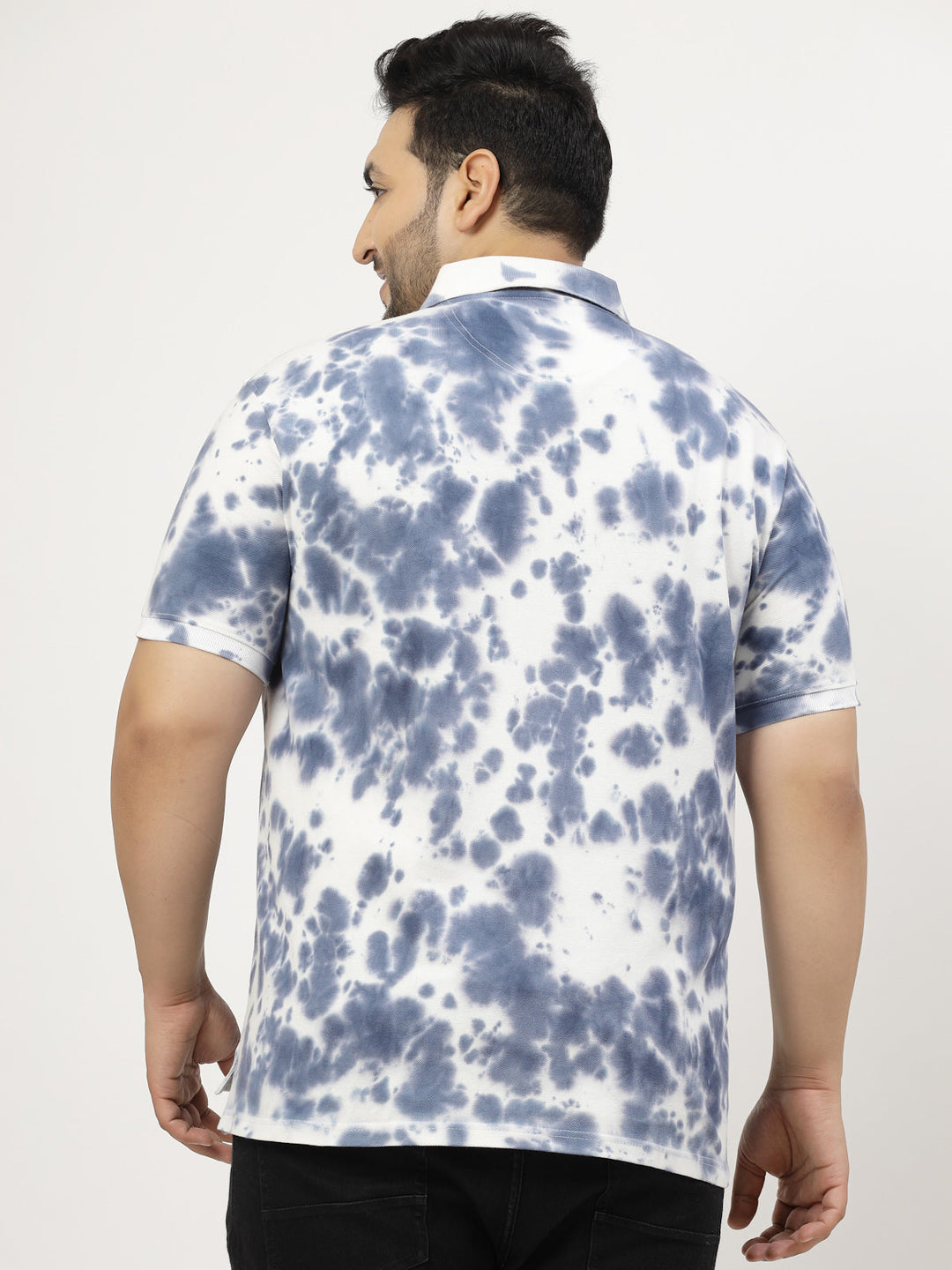 Plus Size Men Floral Printed Polo Collar T-shirt