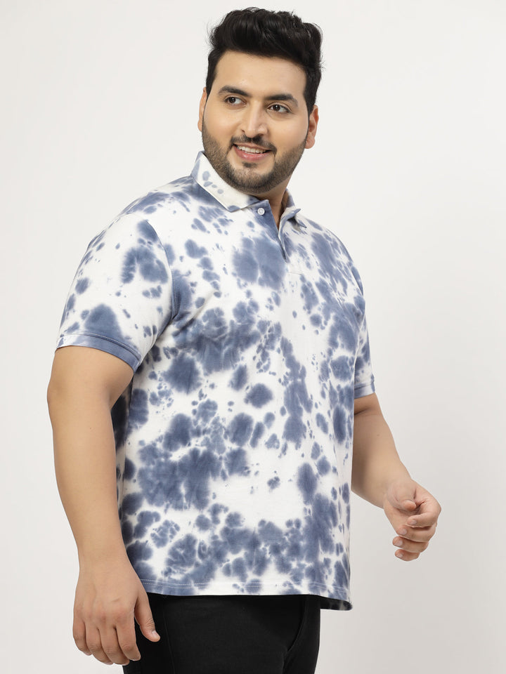 Plus Size Men Floral Printed Polo Collar T-shirt