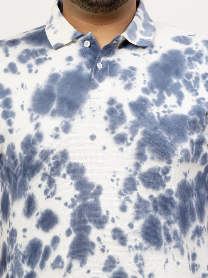 Plus Size Men Floral Printed Polo Collar T-shirt