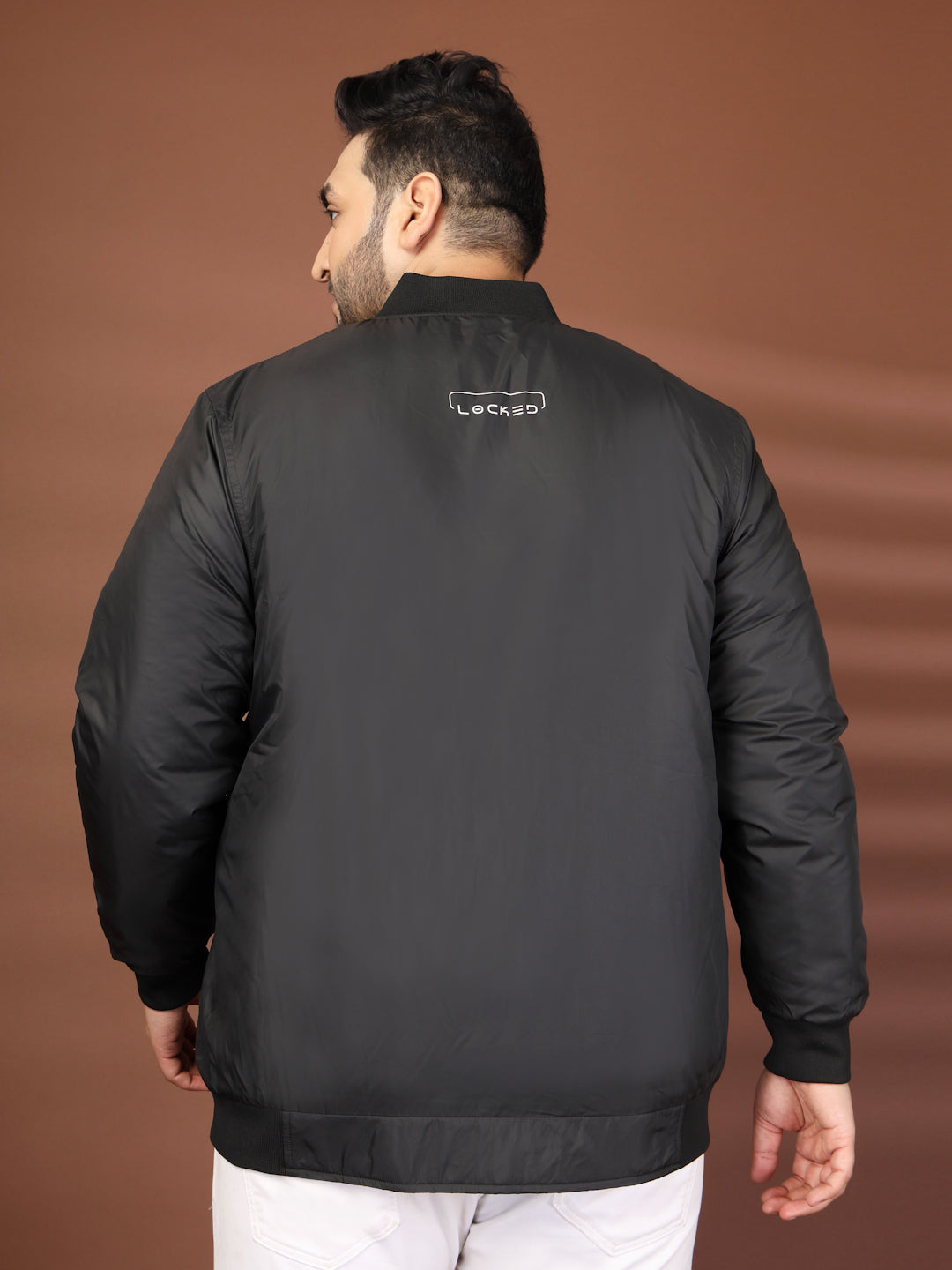 Plus Size Mandarin Collar Open Front Jacket With Patchwork