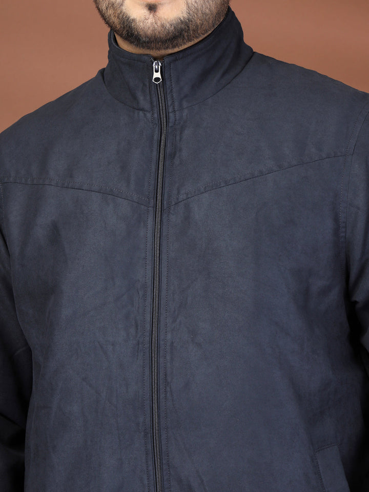 Plus Size Mock Collar Solid Bomber Jacket
