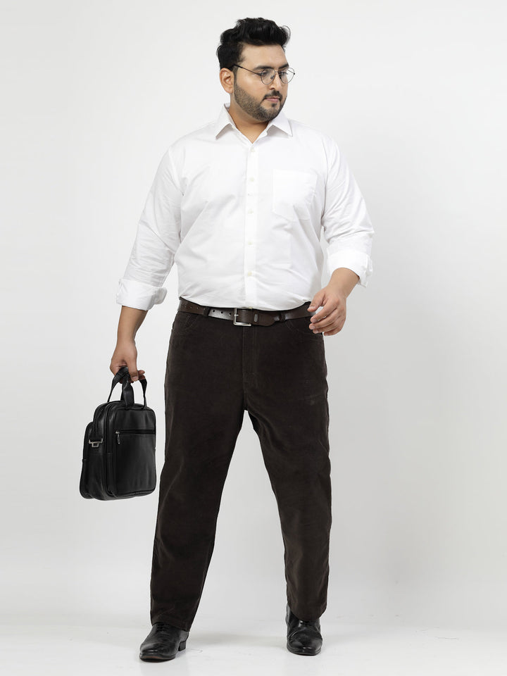 Plus Size Men Smart Fit Corduroy Chinos Trousers