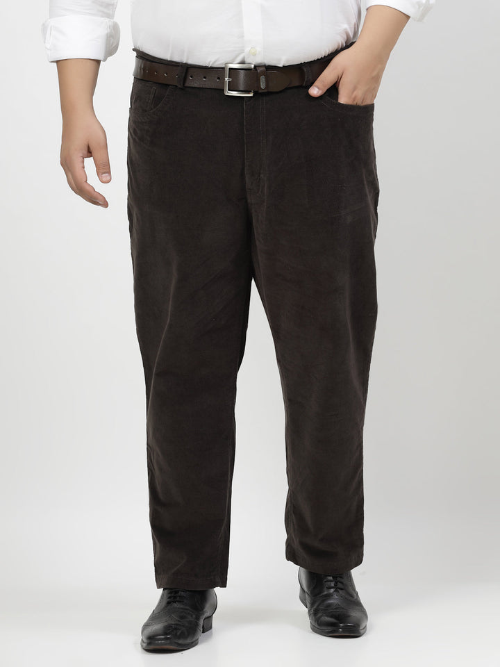 Plus Size Men Smart Fit Corduroy Chinos Trousers