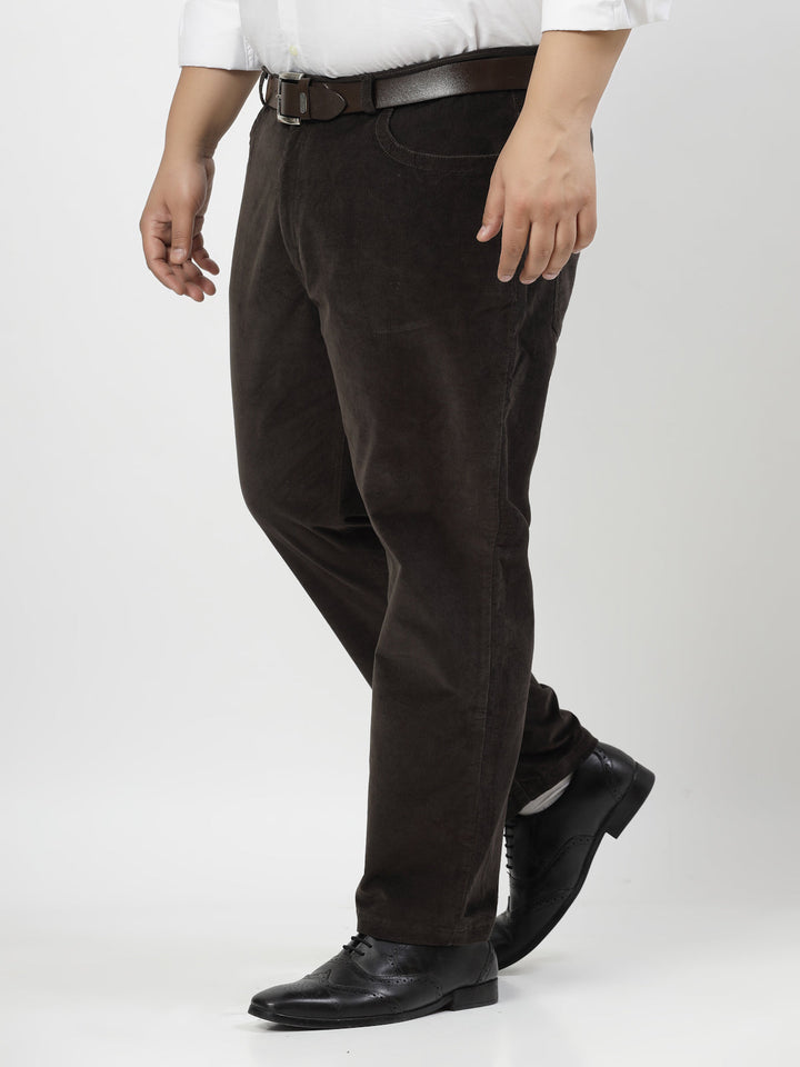Plus Size Men Smart Fit Corduroy Chinos Trousers