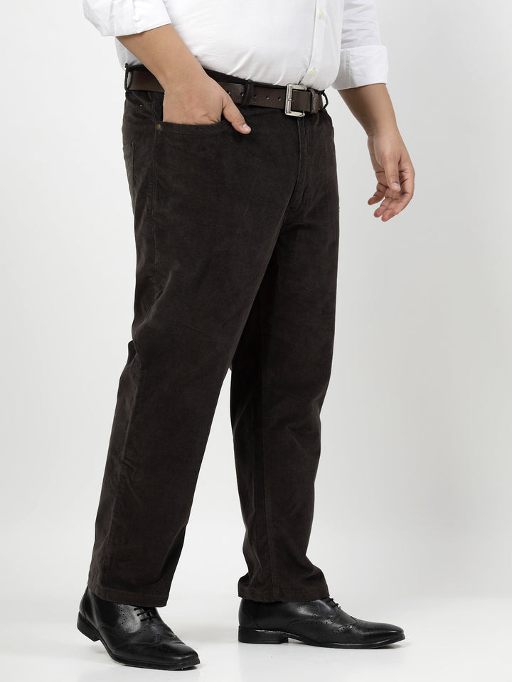 Plus Size Men Smart Fit Corduroy Chinos Trousers