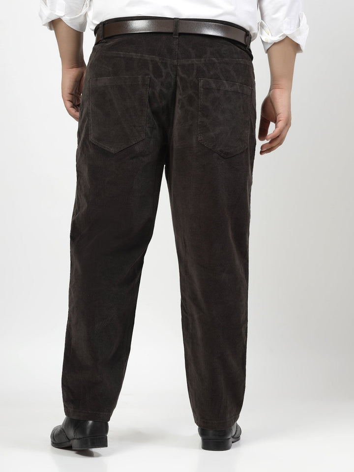 Plus Size Men Smart Fit Corduroy Chinos Trousers
