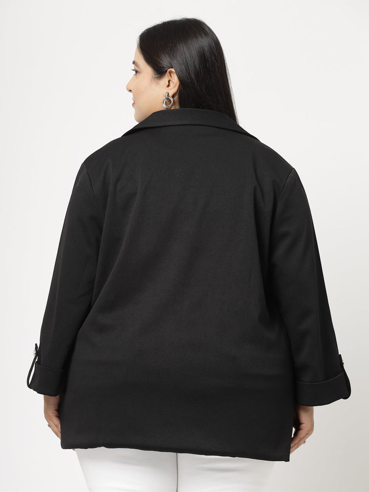 Plus Size Women Fleece Tailored Jacket