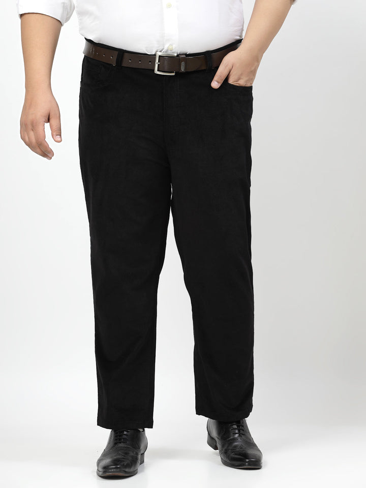 Plus Size Men Smart Fit Corduroy Chinos Trousers
