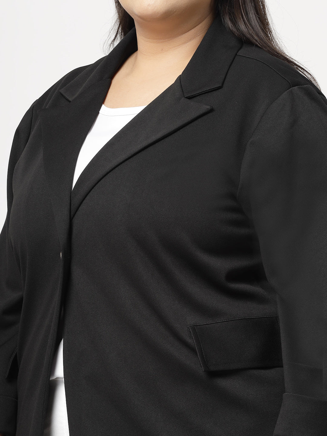 Plus Size Women Fleece Tailored Jacket