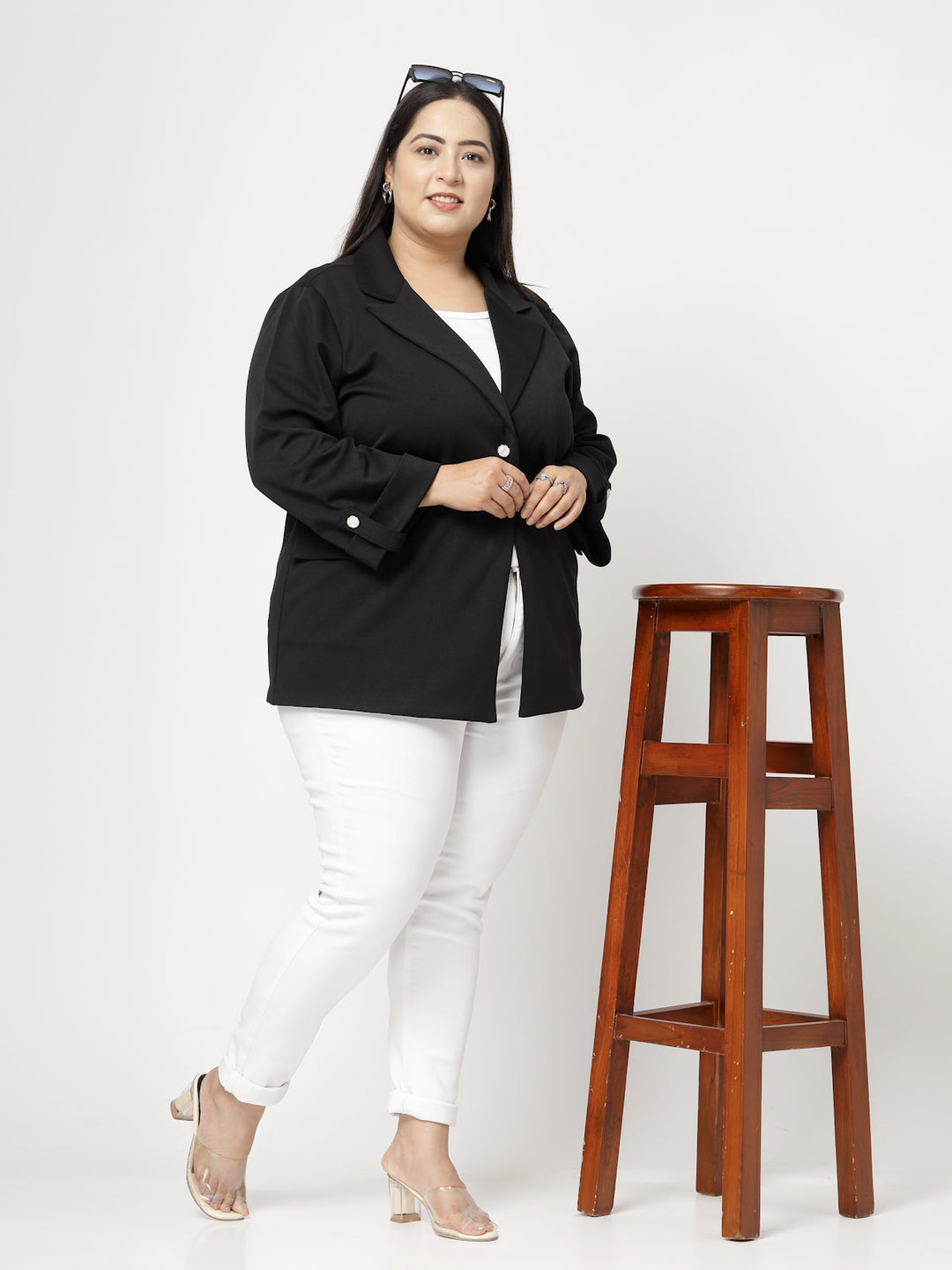Plus Size Women Fleece Tailored Jacket