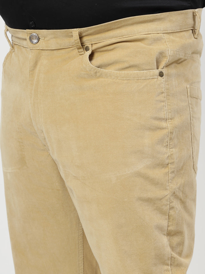 Plus Size Men Smart Fit Corduroy Chinos Trousers