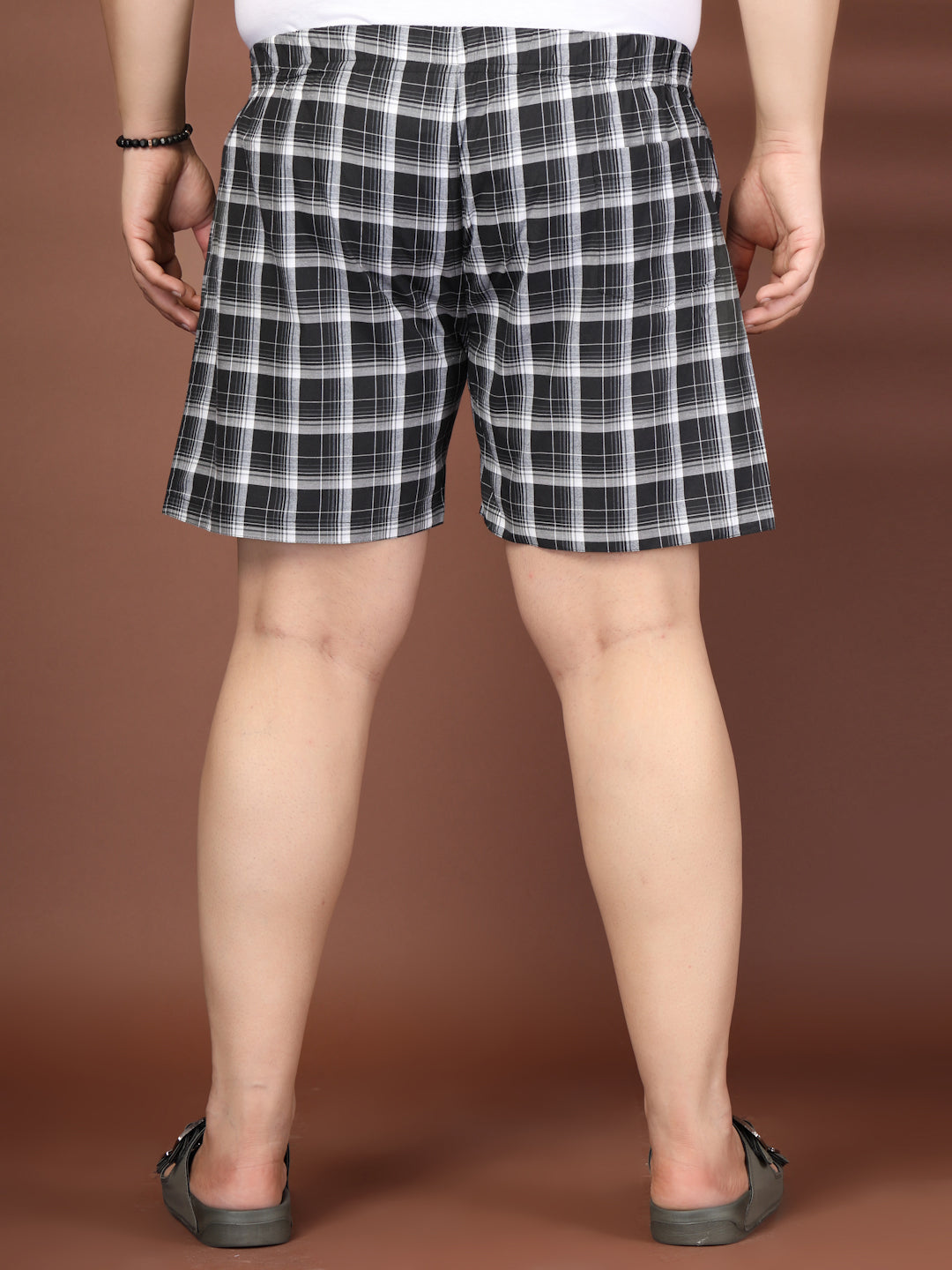 Plus Size Checked Cotton Mid-Rise Boxers