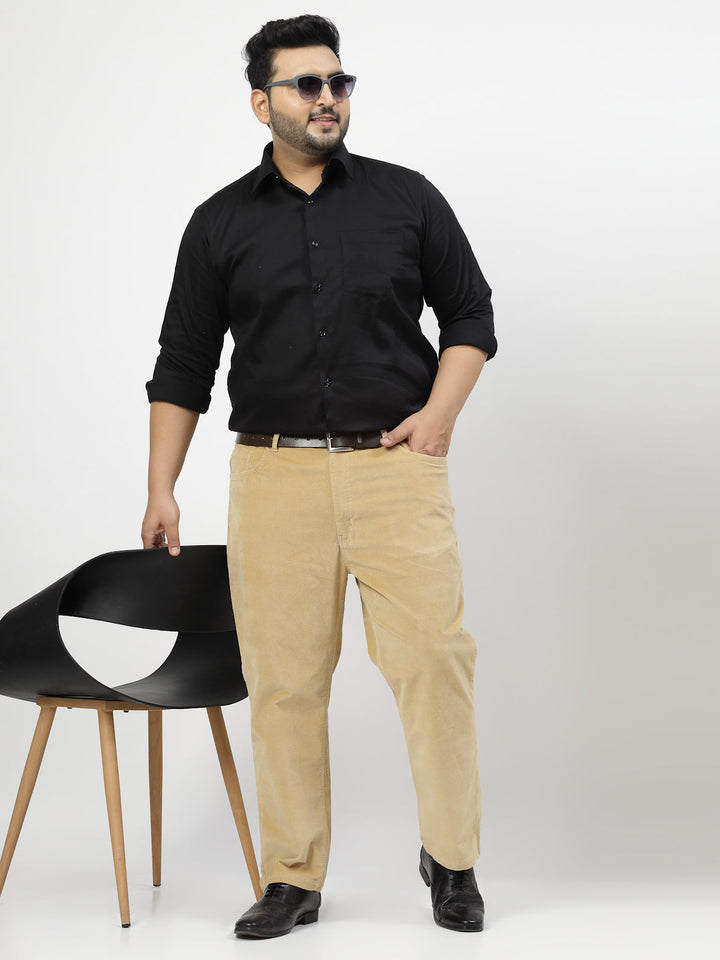Plus Size Men Smart Fit Corduroy Chinos Trousers