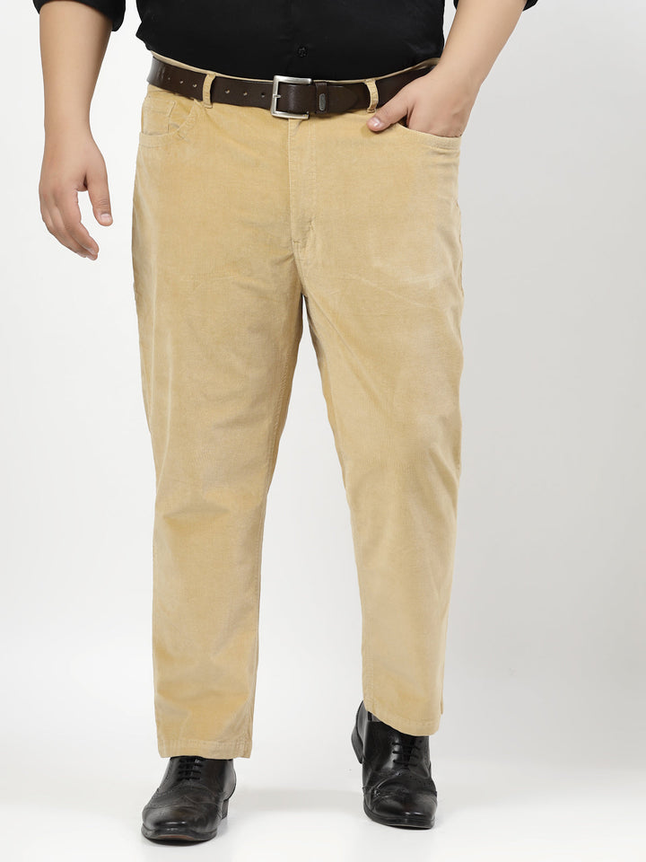 Plus Size Men Smart Fit Corduroy Chinos Trousers