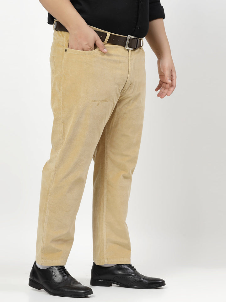 Plus Size Men Smart Fit Corduroy Chinos Trousers