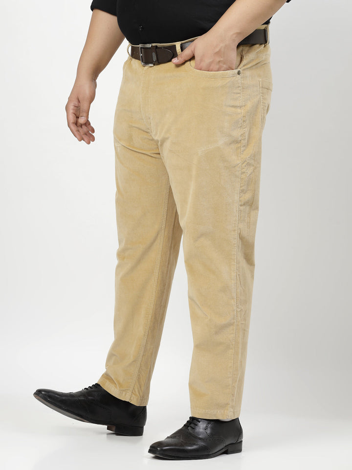 Plus Size Men Smart Fit Corduroy Chinos Trousers
