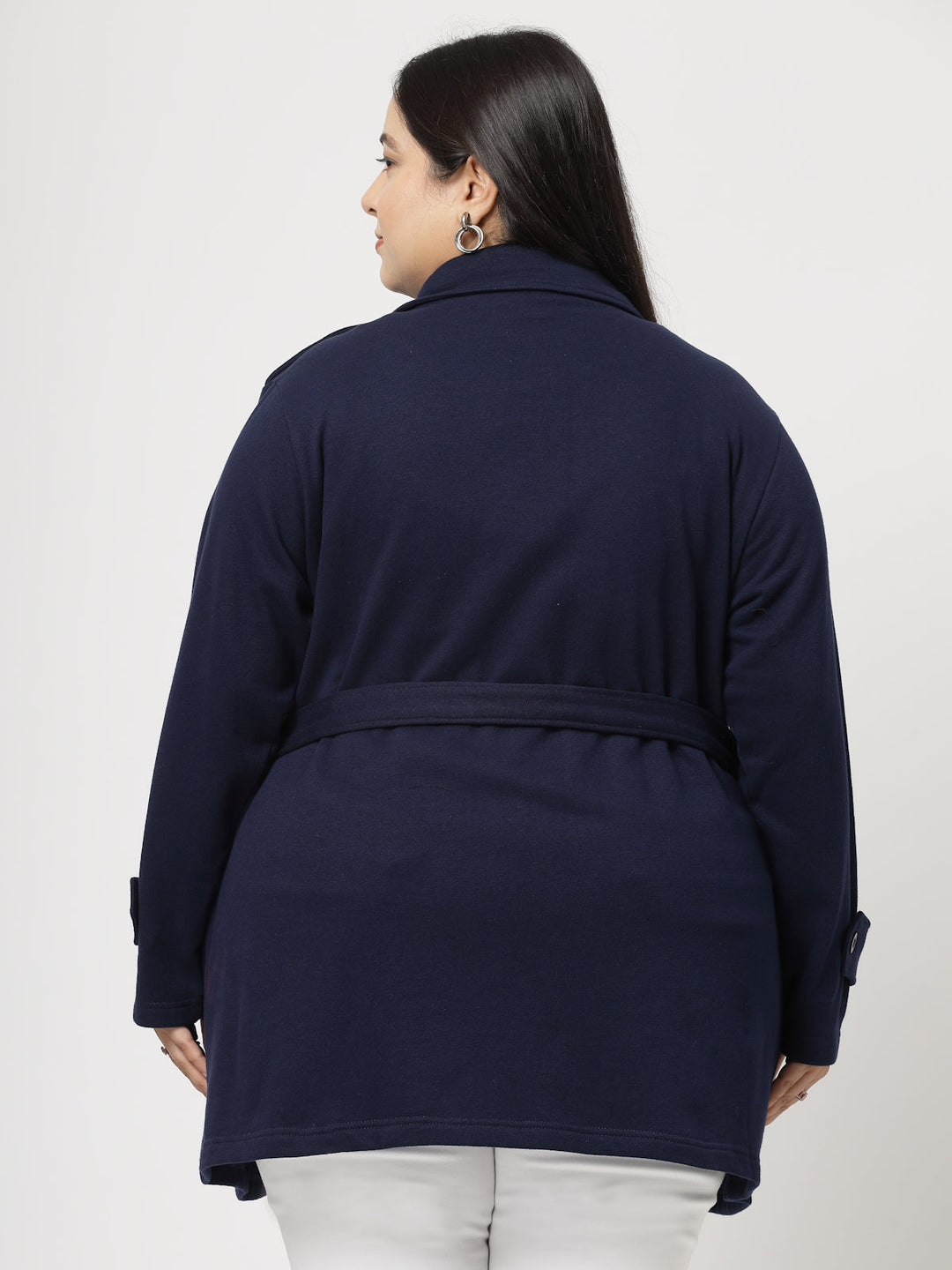 Plus Size Women Fleece Longline Tailored Jacket