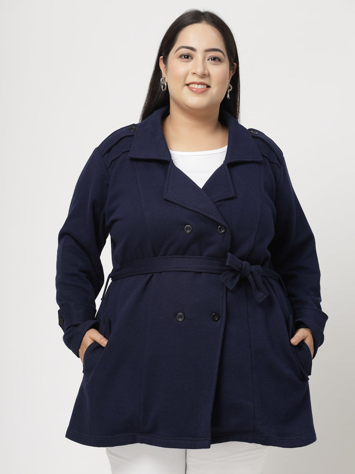 Plus Size Women Fleece Longline Tailored Jacket