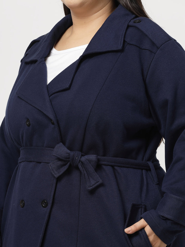 Plus Size Women Fleece Longline Tailored Jacket