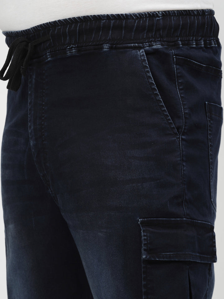 Plus Size Men Comfort Jogger Low Distress Light Fade Stretchable Jeans