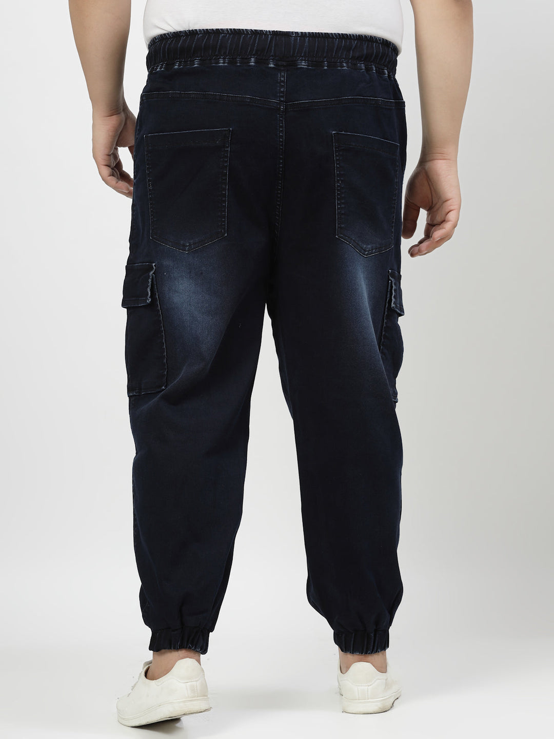 Plus Size Men Comfort Jogger Low Distress Light Fade Stretchable Jeans