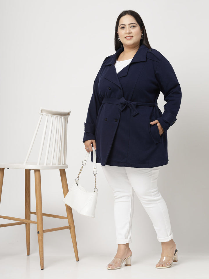 Plus Size Women Fleece Longline Tailored Jacket