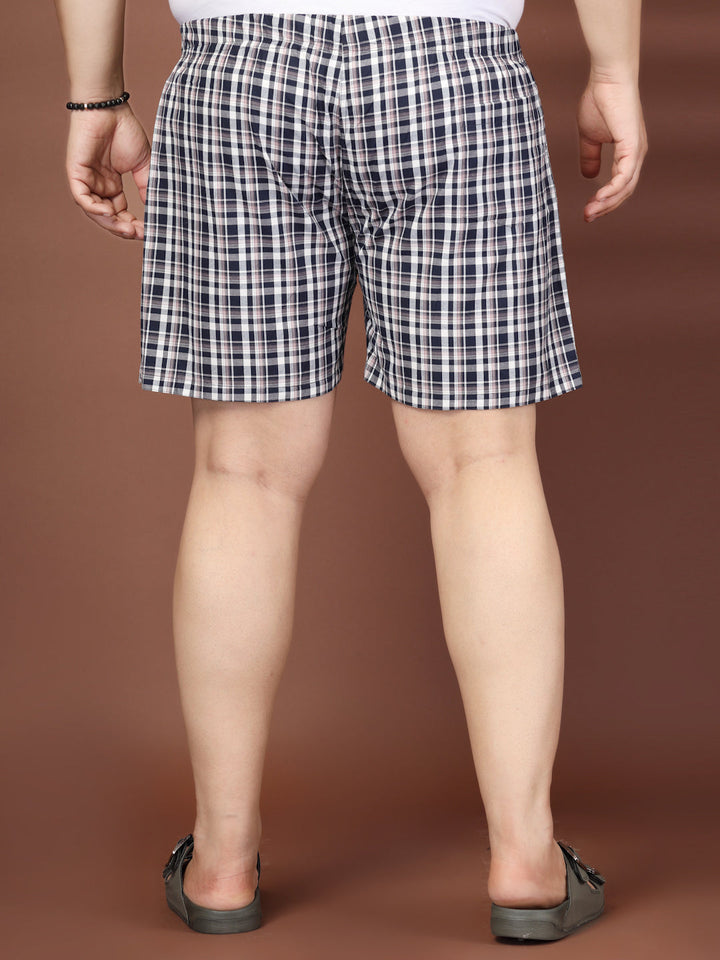 Plus Size Checked Cotton Mid-Rise Boxers