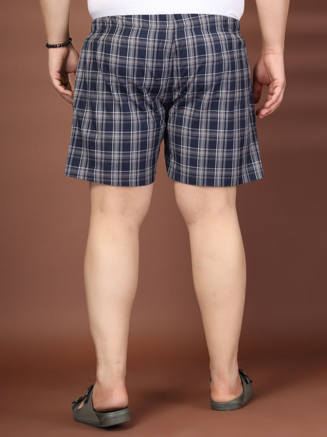 Plus Size Checked Cotton Mid-Rise Boxers