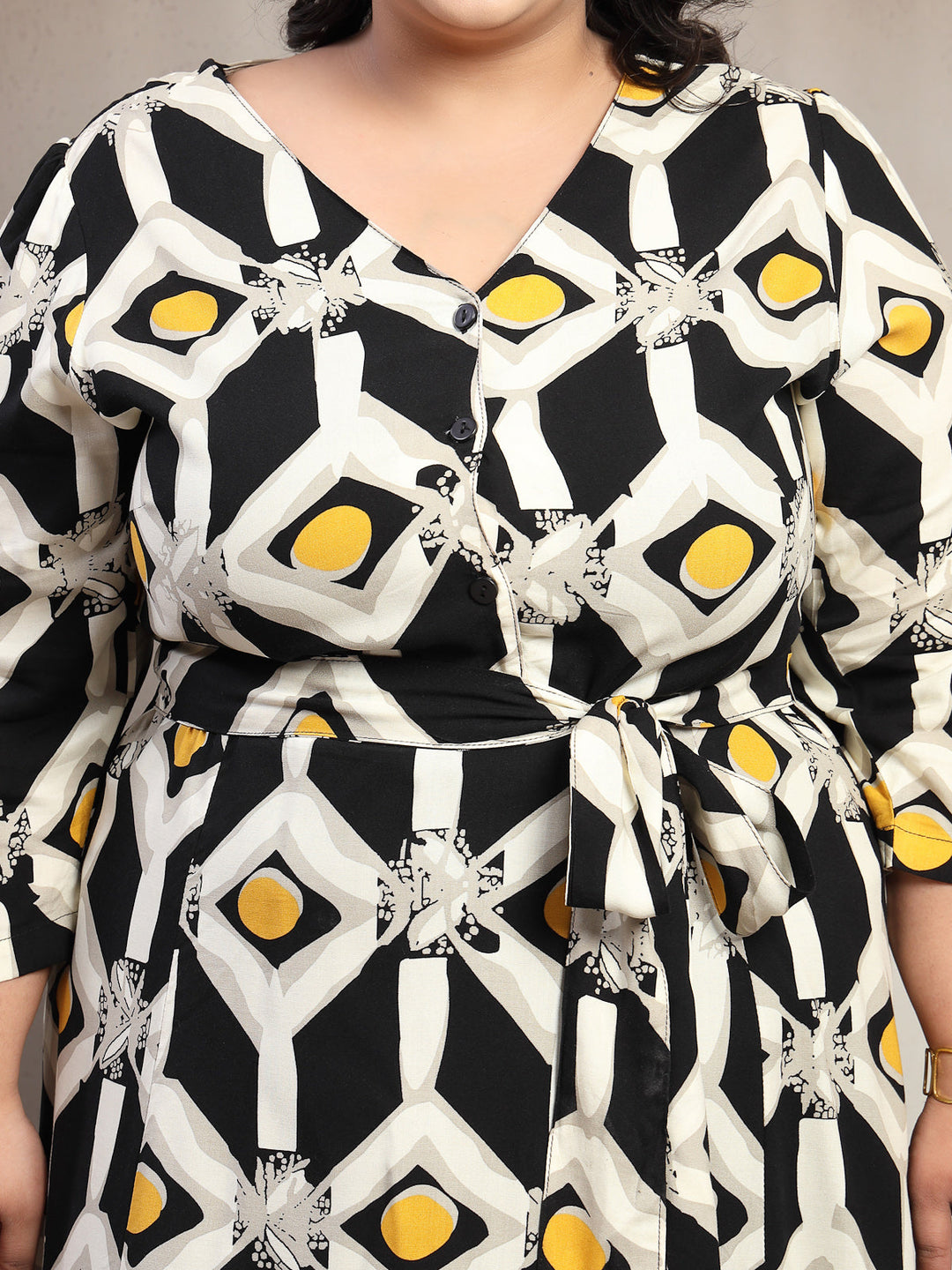 Plus Size Printed Midi Fit and Flare Dress